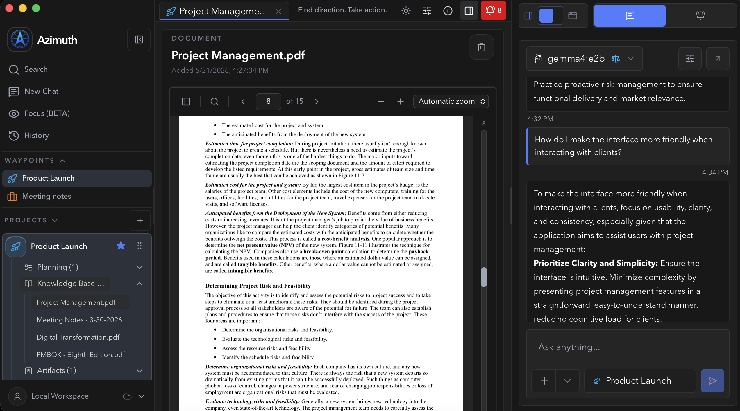 Azimuth operator workspace dark mode