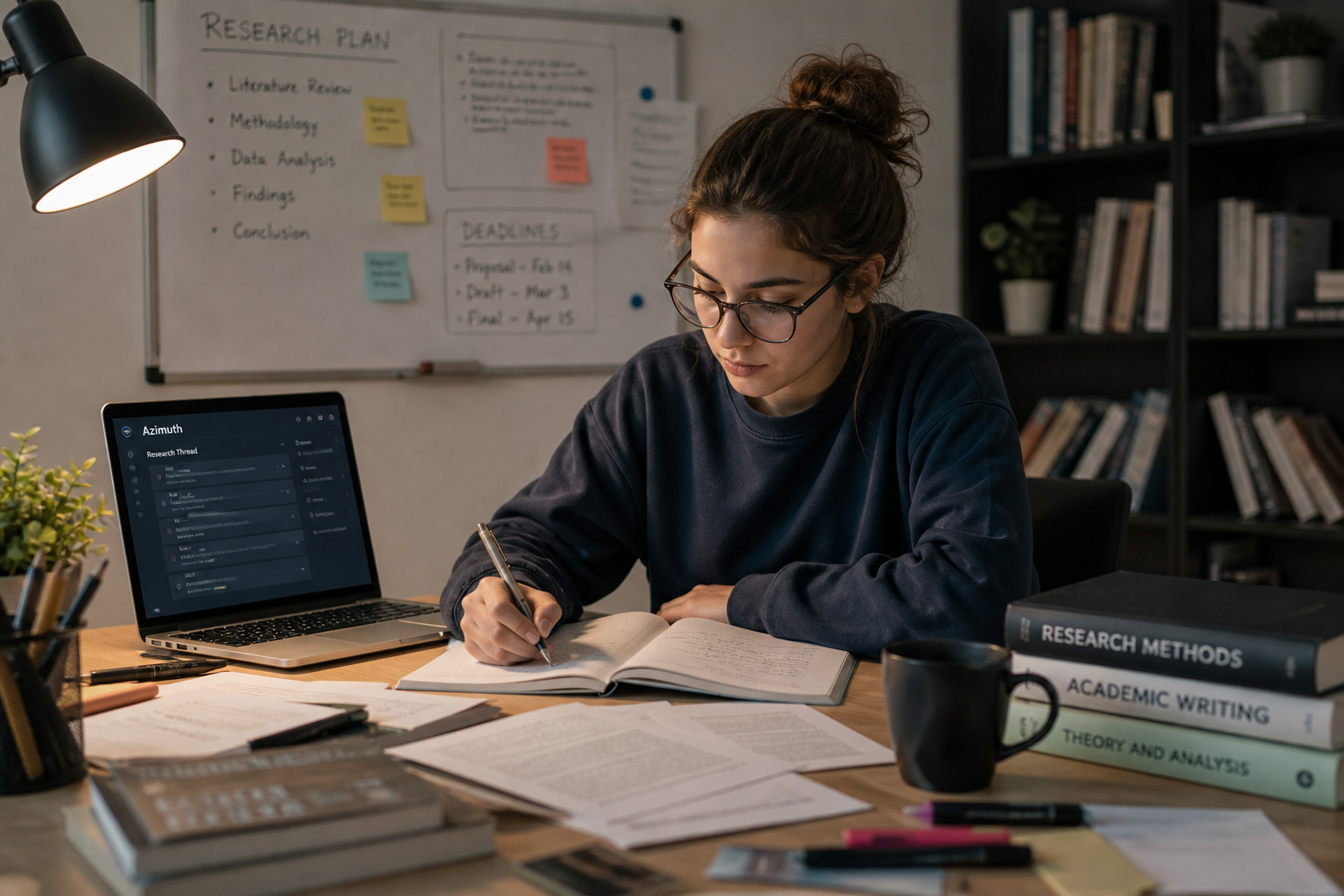 Student reviewing notes